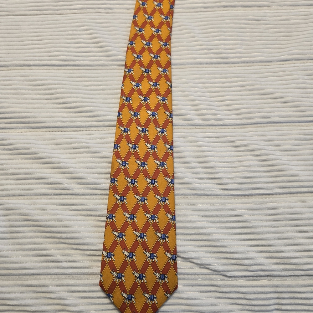 Brooks Brothers Orange and Blue Patterned Tie